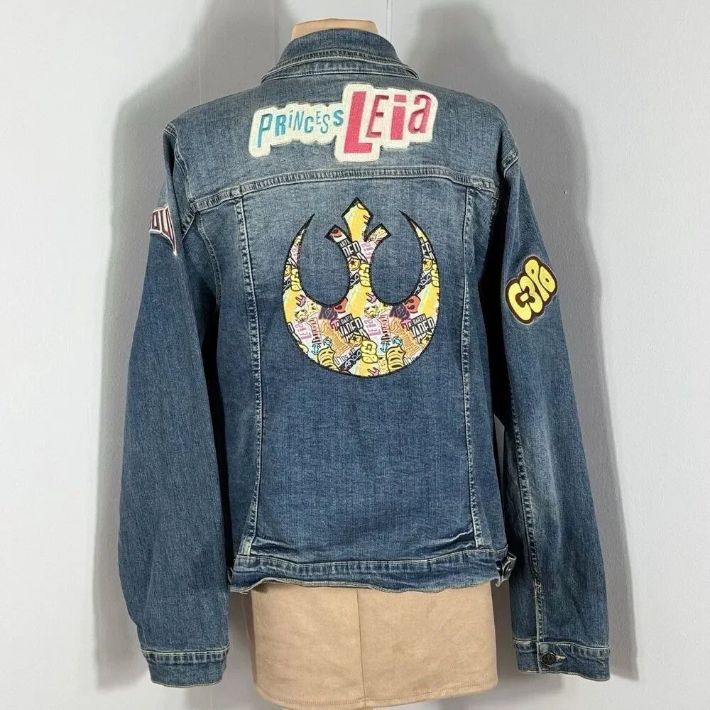 Star Wars Her Universe Denim Jacket Womens 4XL Blue Princess Leia Han Solo Patch